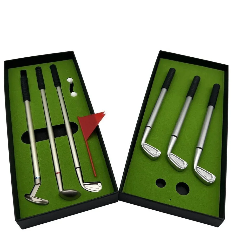 Mini Golf Club 6 Pens Two Sets Desktop Putting Game Accessories Office Dad Gift